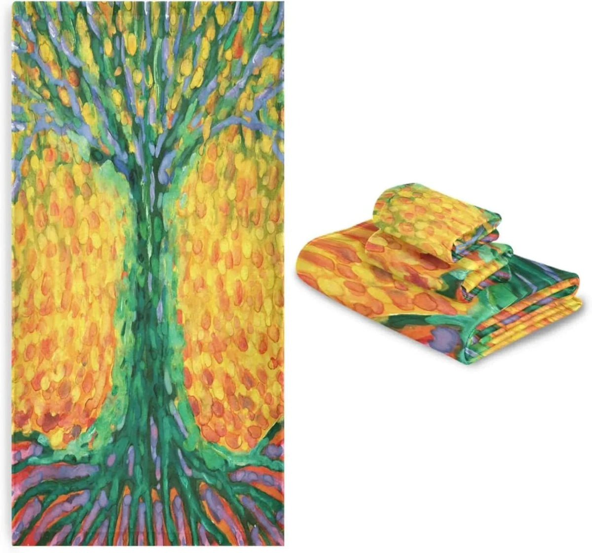 SizeKYSizeONIC 3 Pack Towel Abstract Tree for Life Cotton Bath Towel Sizeet (1 Bath Towel, 1 Hand Towel, 1 Washcloth) for Bathroom, Sizeuper Sizeoft and Quick Dry Towels