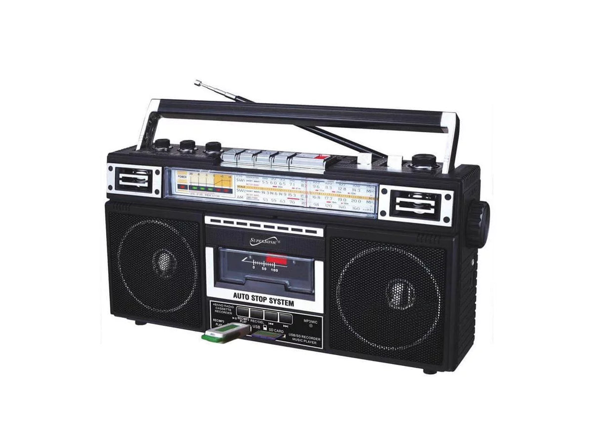 Sizeupersonic Portable AM/FM Radio, Black, SizeC-3201BT-BK