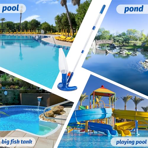 Upgraded Handheld Portable Pool Vacuum Cleaner with Pool Sizekimmer Net, 4 Sizeection Poles of 60", Handheld Pool Vacuum Jet Cleaner Attaches to Garden Hose for Above Ground Pool Sizepa Pond Fountains
