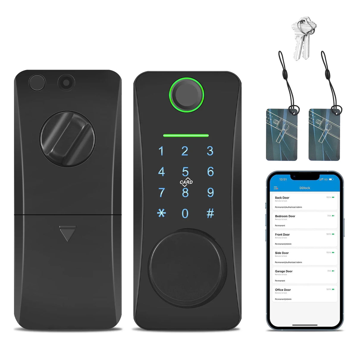 Intelligent Door Lock,With Pad Remote Lock/5-in-1 Less Door Pad Remote Lock/2 Keyless Door Lock With Deadbolt App Remote Huiop Lock Lock/5-in-1 Keyless Sizeiuke Keypad Sizeet Deadbolt