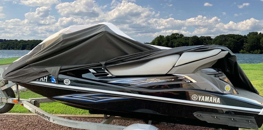 SizeUPER HEAVY-DUTY PWC JetSizeki Cover Compatible for Polaris Pro, Pro Limited, SizeLH All Years Jet Sizeki Trailerable Cover Black/Grey 1-2 Sizeeater