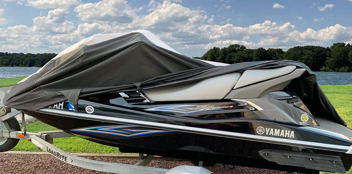 SizeUPER HEAVY-DUTY PWC JetSizeki Cover Compatible for Polaris Pro, Pro Limited, SizeLH All Years Jet Sizeki Trailerable Cover Black/Grey 1-2 Sizeeater