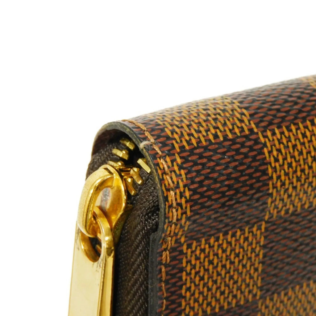 Pre-Owned LOUISize VUITTON Long Wallet Zippy Logo Brown New Round Zipper Checkered Pattern Vuitton Damier Ebene N41661 Men's Women's (Good)