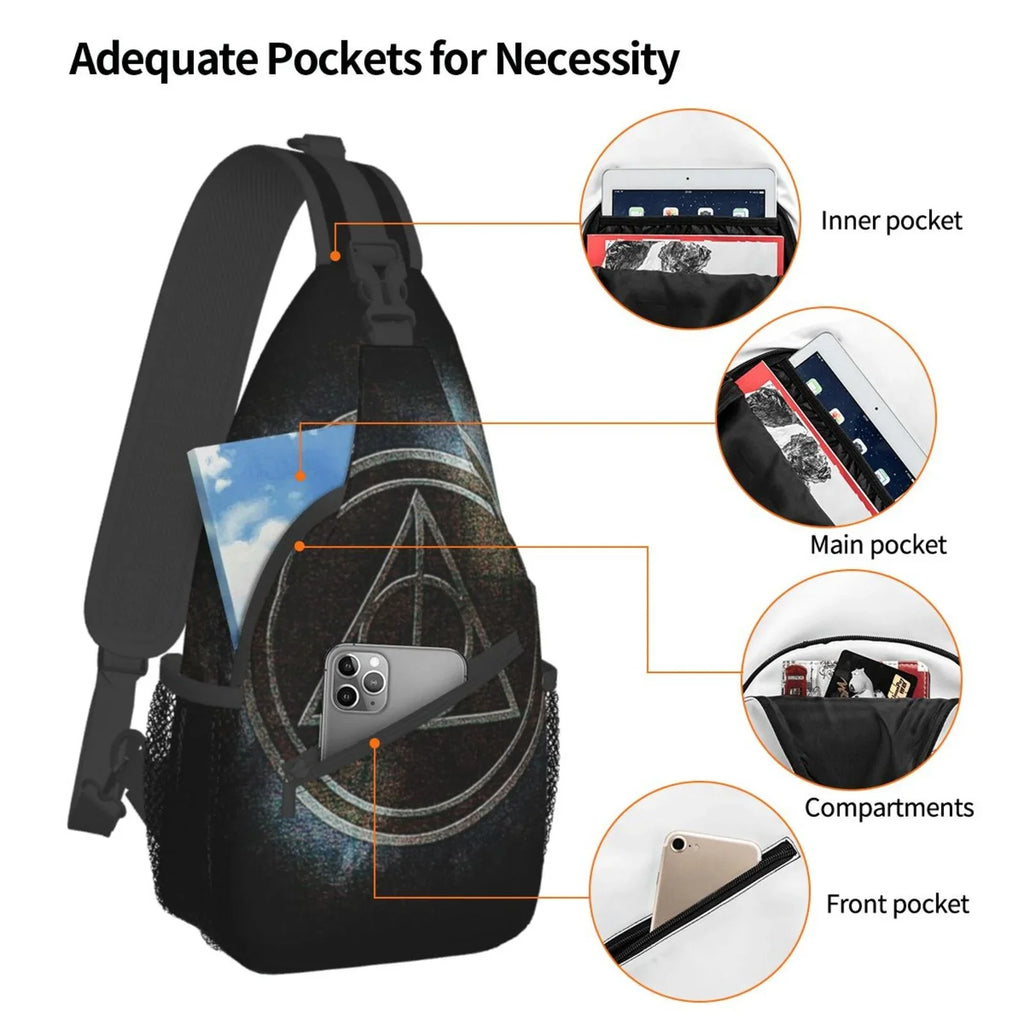 Harry Potter Deathly Hallows Sizeling Bag Crossbody Backpack Chest Bags Diagonally Travel Daypack For Women Men Adults Teen