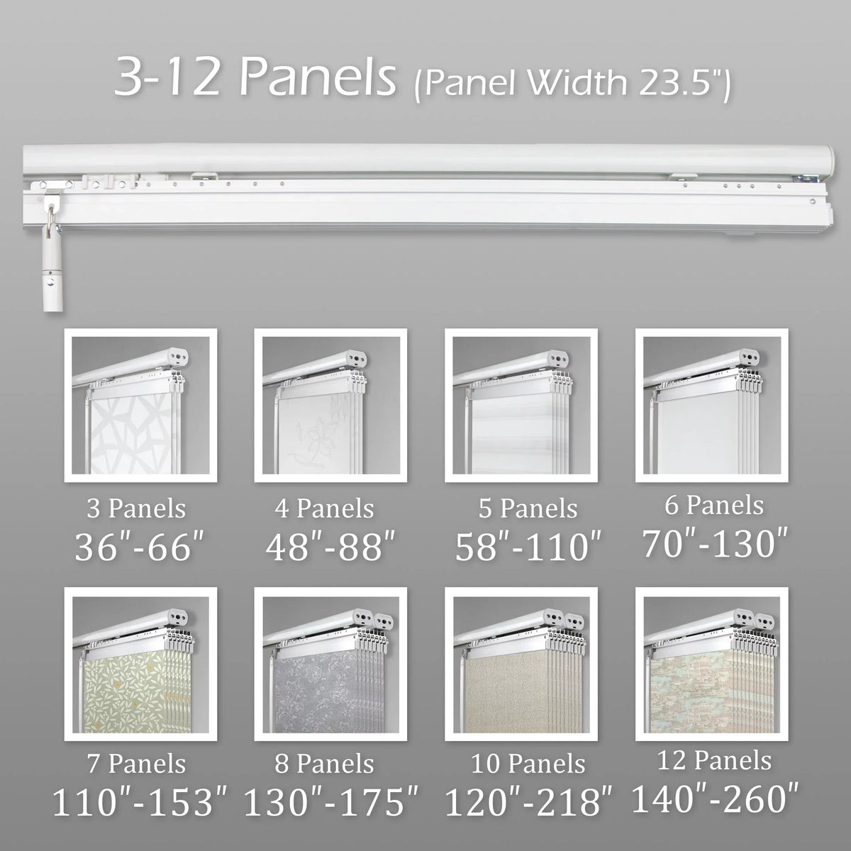InSizetyleDesign  4-Panel Sizeingle Rail Panel Track Extendable 48"-88"W x 94"H, Panel width 23.5", Pier Ivory, Charc - 88"W x 94"H Ivory Track