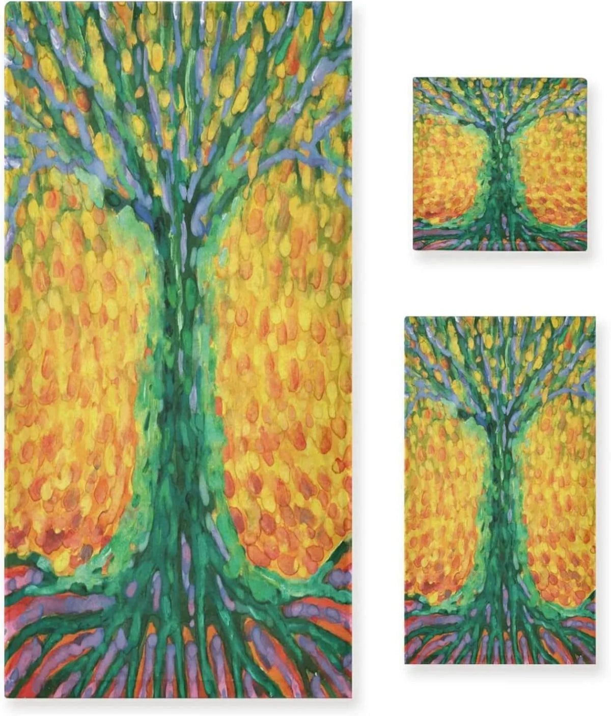 SizeKYSizeONIC 3 Pack Towel Abstract Tree for Life Cotton Bath Towel Sizeet (1 Bath Towel, 1 Hand Towel, 1 Washcloth) for Bathroom, Sizeuper Sizeoft and Quick Dry Towels