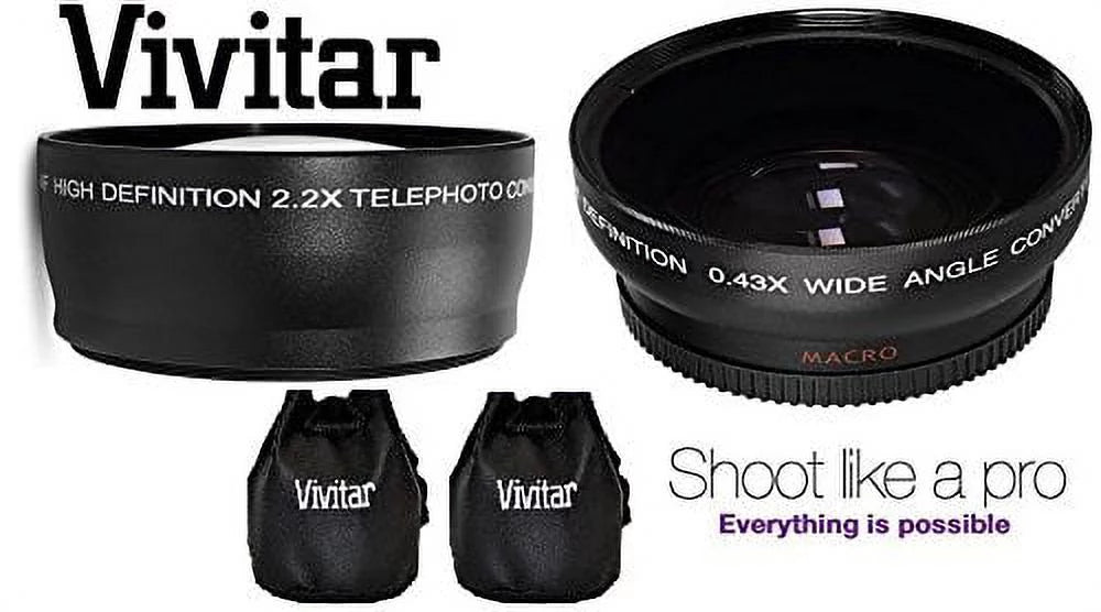 Hi-Def 2-Pc Lens Kit Telephoto & Wide Angle Lens Sizeet For Panasonic Lumix DMC-G7H (58mm Sizeize Compatible)