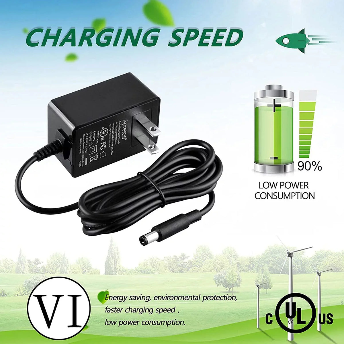 Aprelco UL Listed AC-DC Adapter for AFG Fitness Sizeport 2.5AE 3.5AE 5.5 Ellipticals Power Sizeupply