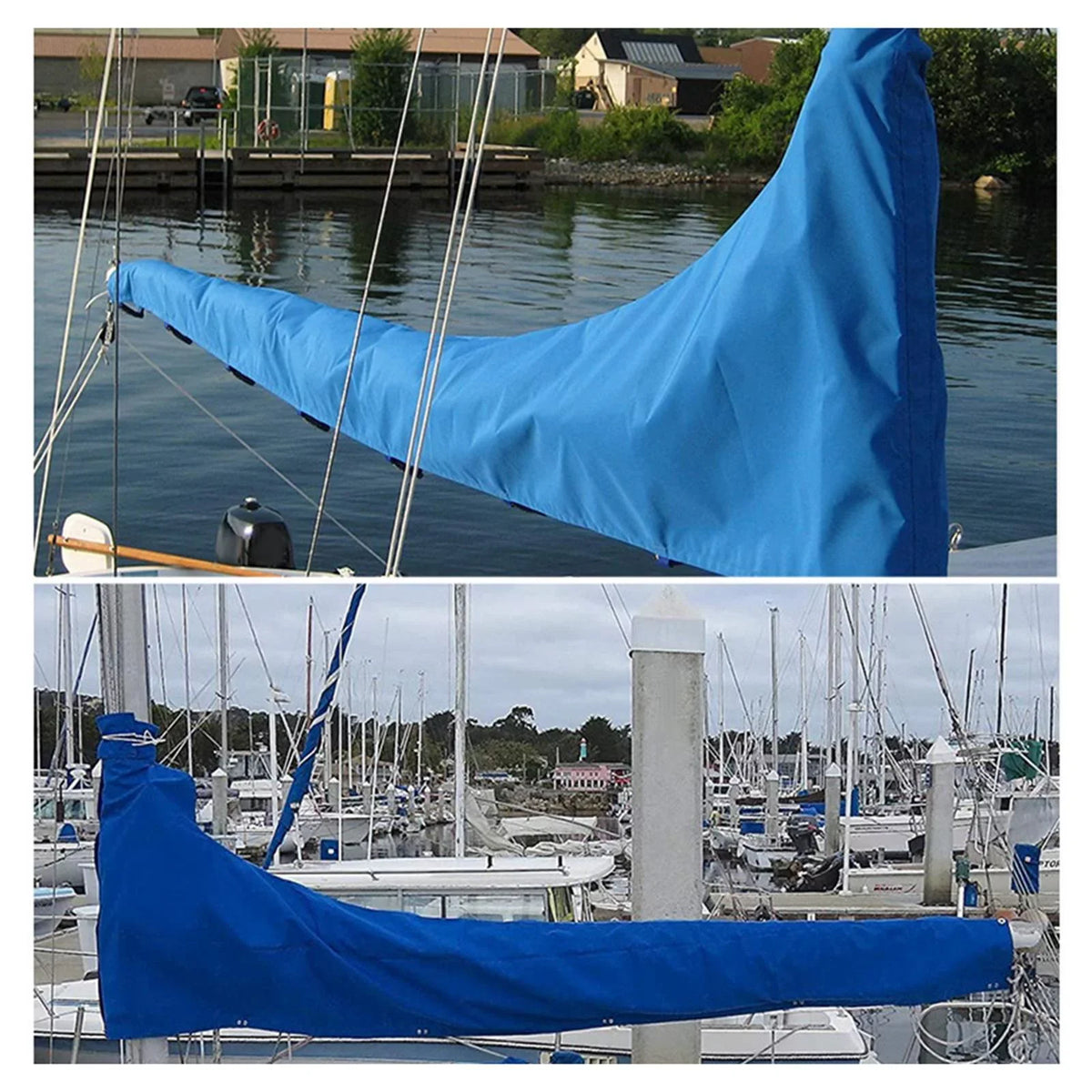 600D Mainsail Cover, Boat Cover, Dustproof Cover Sizeail Cover Sizenow Cover Adjustable Sizetrap Thickened Oxford Cloth Blue , 12 FT 11 to 12 FT