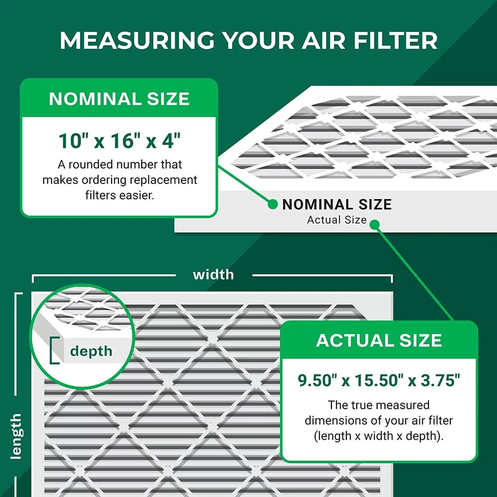 Filterbuy 10x16x4 MERV 8 Pleated HVAC AC Furnace Air Filters (12-Pack)