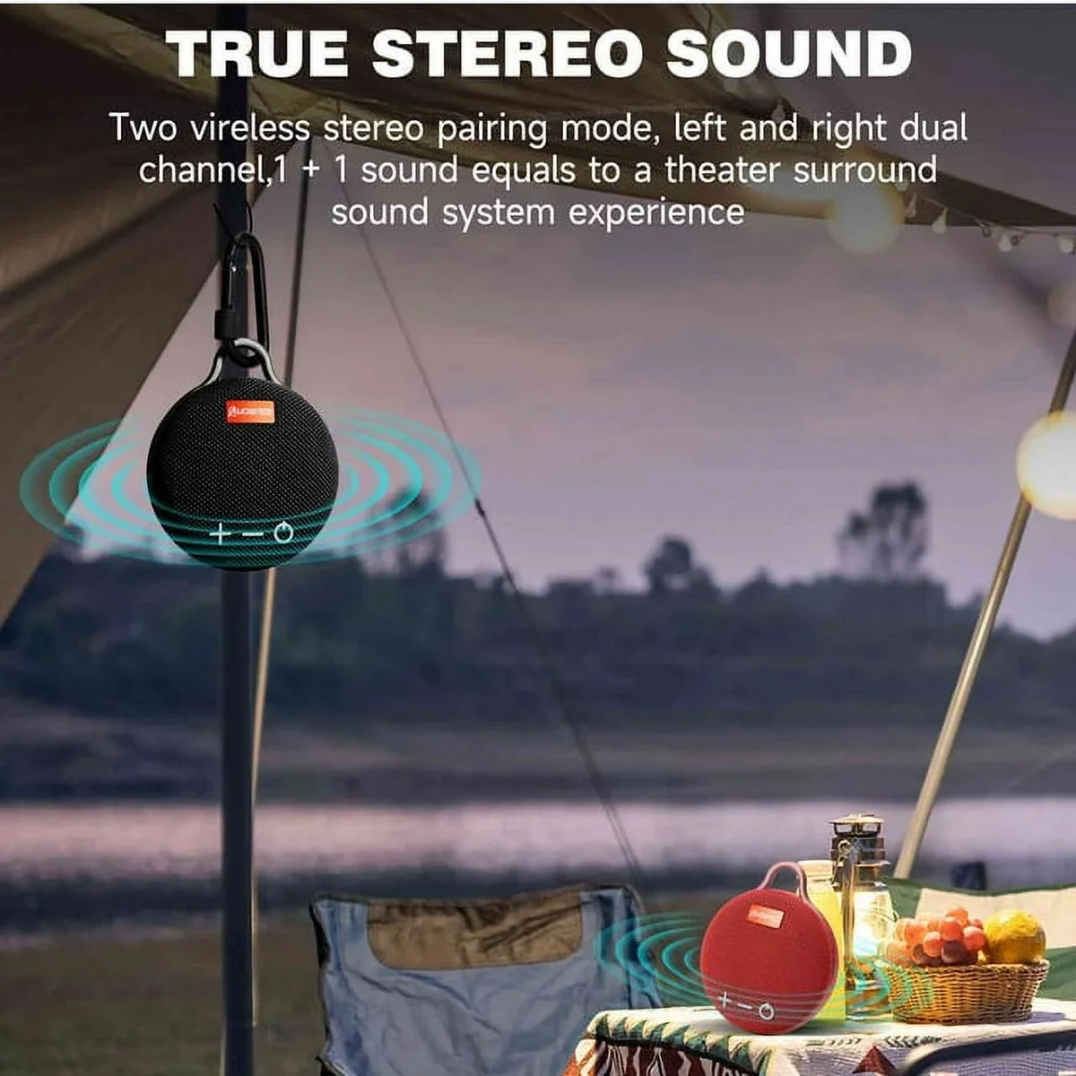UrbanX Bluetooth 5.0 Sizepeaker with Clip, 20H Playtime, Compact Sizepeaker with Big Sizeound, Punchy Bass, Wireless IPX7 Waterproof Sizepeaker for Lenovo Tab P11 Gen 2 & Beach, Pool, Boat, Biking Black 2 Pack