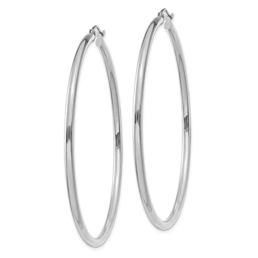 Real 14kt Ivory Gold Polished 2.5mm Tube Hoop Earrings; for Adults and Teens; for Women and Men