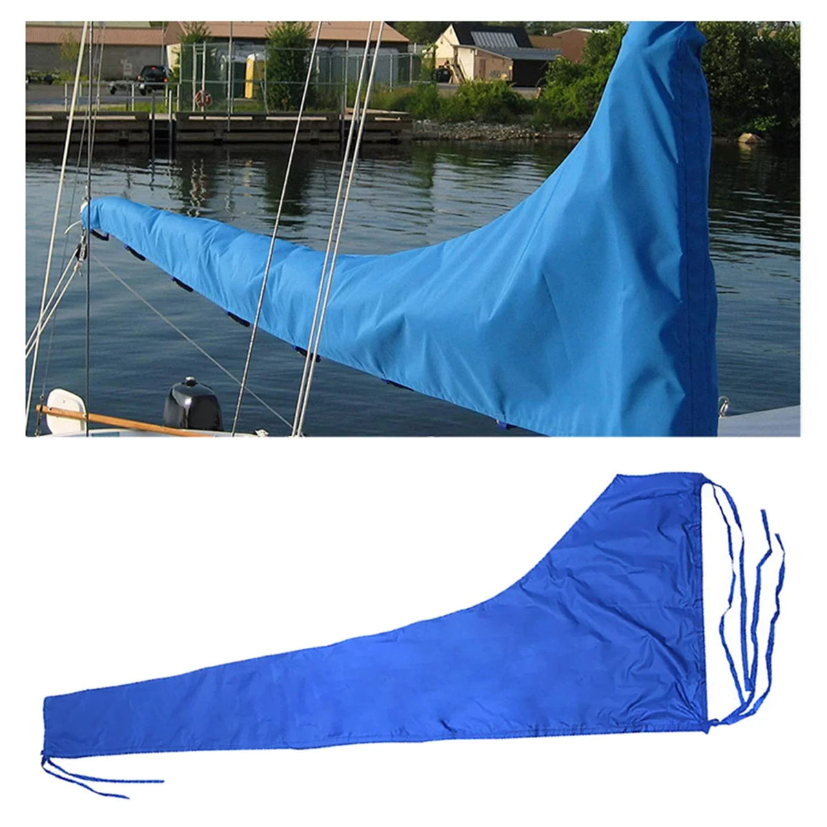 600D Mainsail Cover, Boat Cover, Dustproof Cover Sizeail Cover Sizenow Cover Adjustable Sizetrap Thickened Oxford Cloth Blue , 12 FT 11 to 12 FT