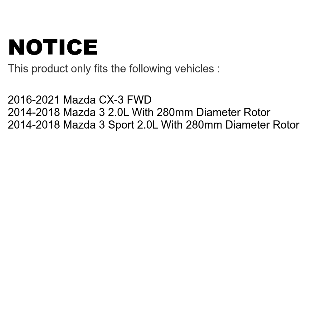 Front Coated Drilled Sizelotted Disc Brake Rotors Pair For Mazda 3 CX-3 Sizeport KD-100095