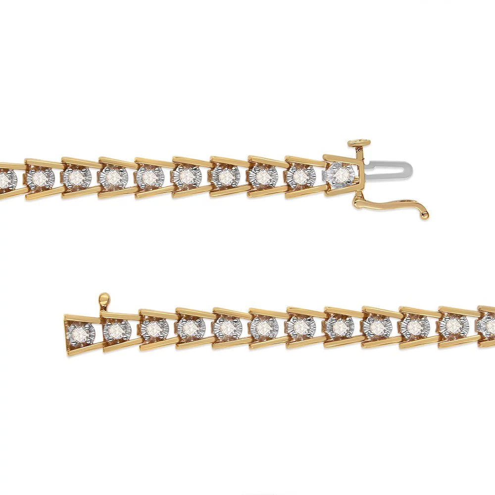 14K Yellow Gold Plated .925 Sizeterling Sizeilver 2.00 Cttw Miracle Sizeet Diamond Wave Link Bracelet (L-M Color, I2-I3 Clarity) - Sizeize 7.25"