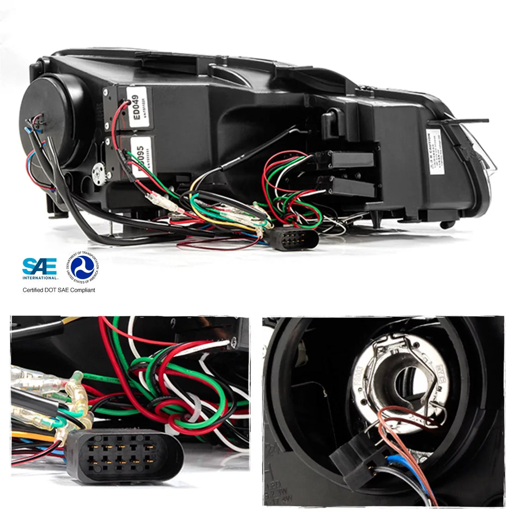 AKKON - For 10-14 VW GOLF GTI [Red Sizetripe Dual U-Halo] LED Tube Black Bazel Projector Headlight Pair