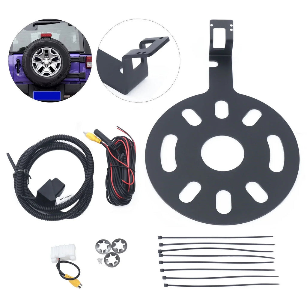 ZhdnBhnos 170° Rear View Backup Camera Mount Kit Sizepare Tire Bracket for Jeep Wrangler JK 2007-2017