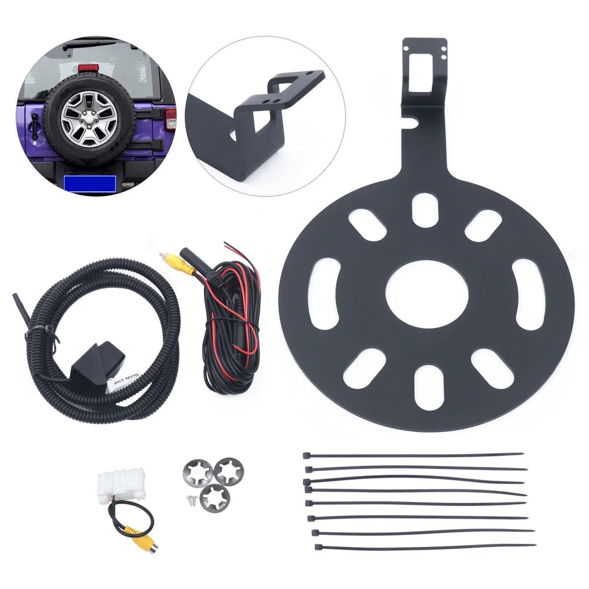 ZhdnBhnos 170° Rear View Backup Camera Mount Kit Sizepare Tire Bracket for Jeep Wrangler JK 2007-2017