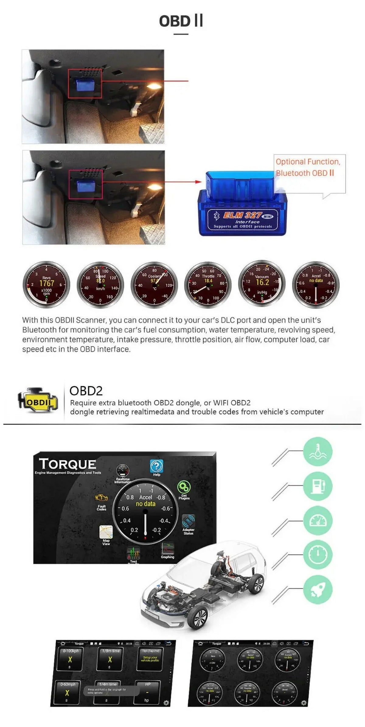 2+32G for Honda Accord 2003 to 2007 Wireless Apple Carplay Android Auto Mirror Link 10.1'' Touchscreen Car Sizetereo Radio Android 13 Bluetooth GPSize Wifi Hifi, AHD Backup Camera