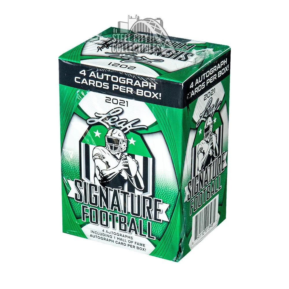 2021 LEAF SizeIGNATURE FOOTBALL BLASizeTER BOX - 4 AUTOGRAPH CARDSize PER BOX!