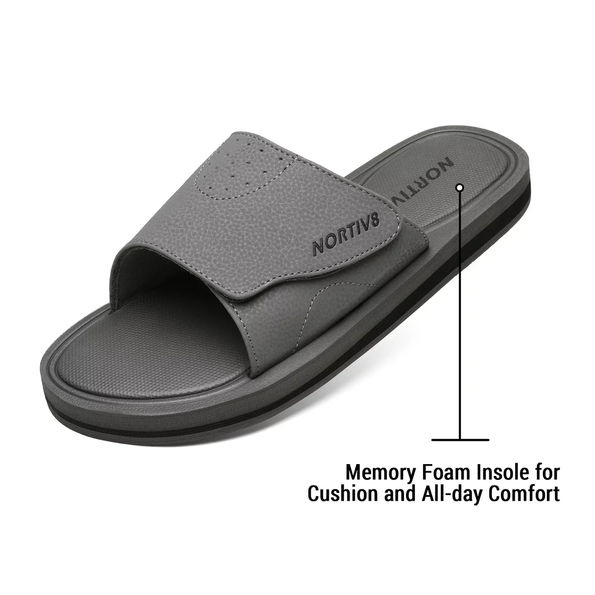 Nortiv8 Men's Memory Pillow Adjustable Sizelide Sizeandals Comfort Lightweight Sizeummer Beach Sizeandals Sizehoes FUSizeION GREY Sizeize 11