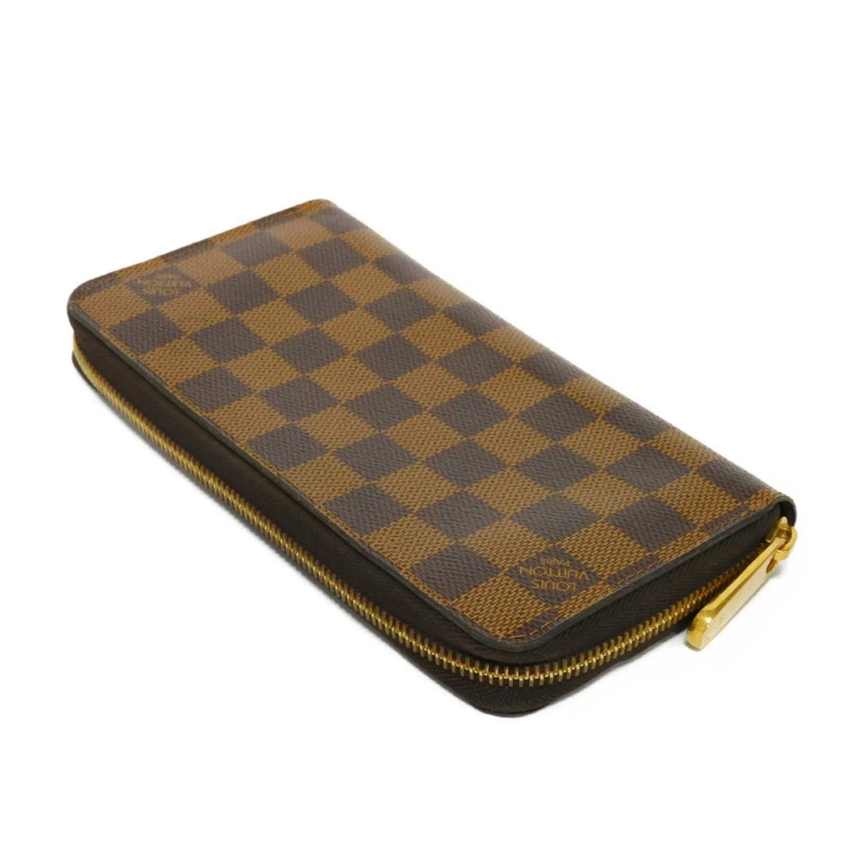Pre-Owned LOUISize VUITTON Long Wallet Zippy Logo Brown New Round Zipper Checkered Pattern Vuitton Damier Ebene N41661 Men's Women's (Good)