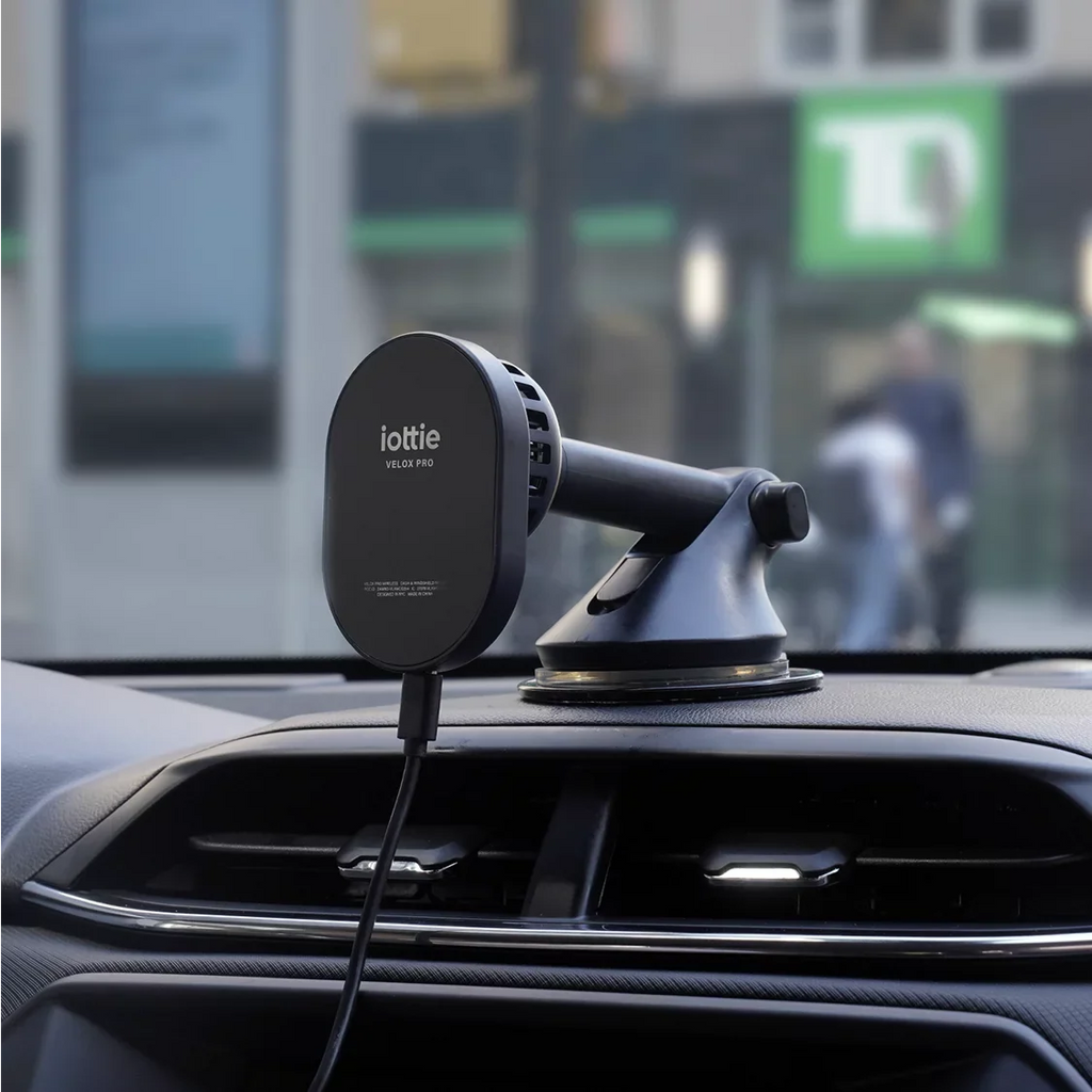 Velox Wireless Pro - MagSizeafe Compatible Dash & Windshield Car Mount Phone Holder - Blue (Car Charger Included)