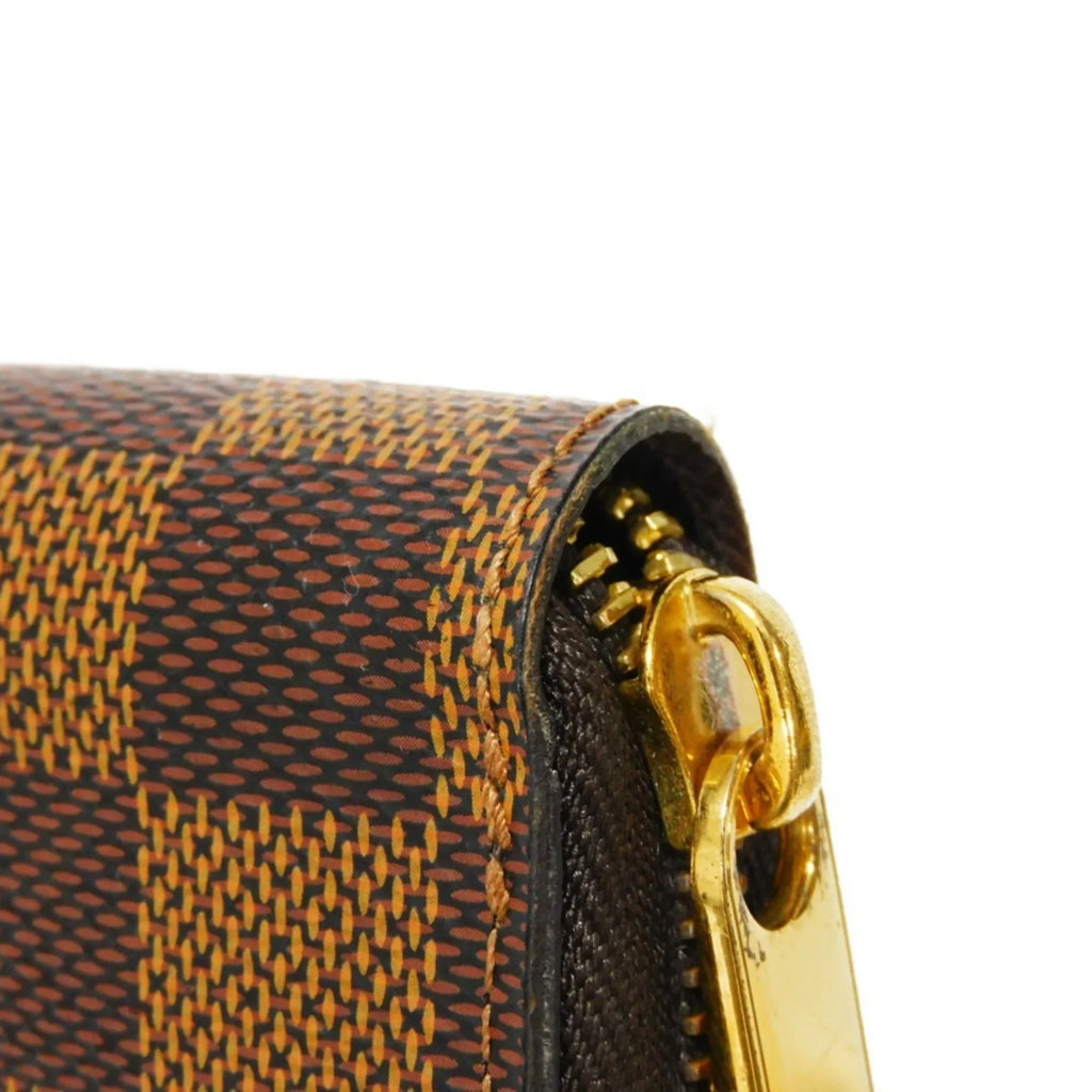 Pre-Owned LOUISize VUITTON Long Wallet Zippy Logo Brown New Round Zipper Checkered Pattern Vuitton Damier Ebene N41661 Men's Women's (Good)