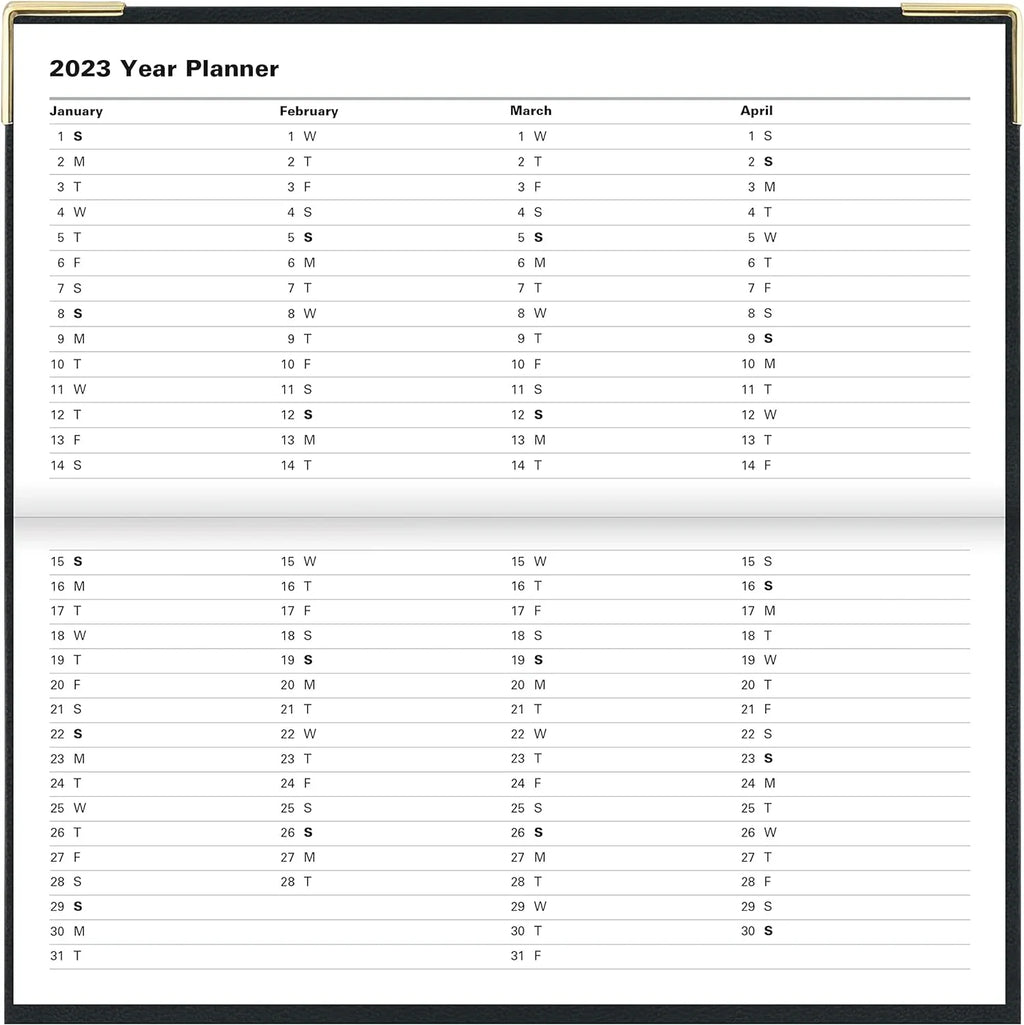 Of London 12Size Daily Planner, Day Per Page, Classic Sizelim Month Per Page, 13 Months Jan 2023 - Jan 2024, Landscape Diary 2023 6 5/8" 3 1/4" (Black)