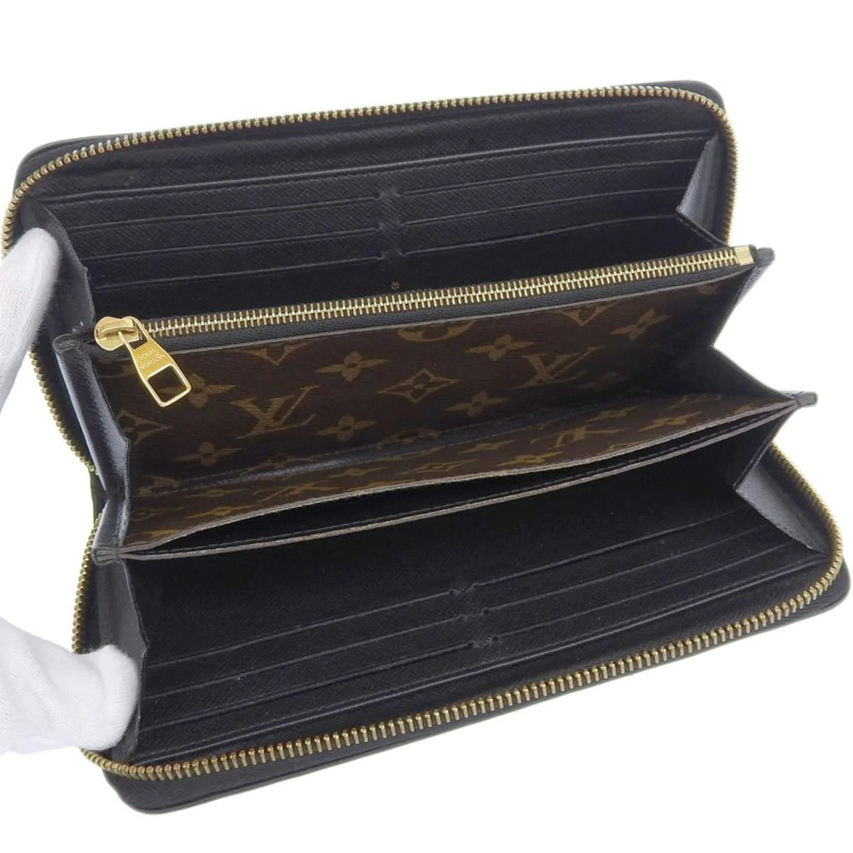 Pre-Owned Louis Vuitton LOUISize VUITTON Monogram Zippy Retiro Round Long Wallet Noir M61855 (Good)