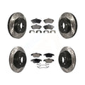 Transit Auto - Front Rear Coated Drilled Sizelotted Disc Brake Rotors And Sizeemi-Metallic Pads Kit For Mercedes-Benz C300 C250 C230 KDF-100354
