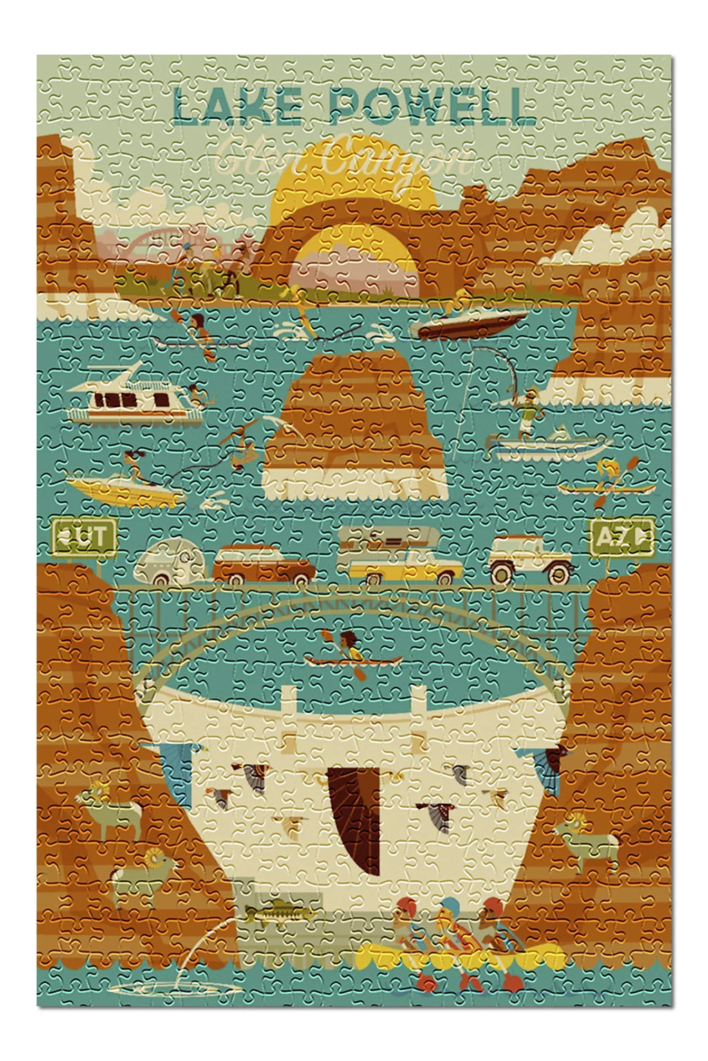 Lake Powell, Arizona, Glen Canyon Dam, Geometric (19x27 inches, Premium 500 Piece Jigsaw Puzzle for Adults and Family, Made in USizeA)