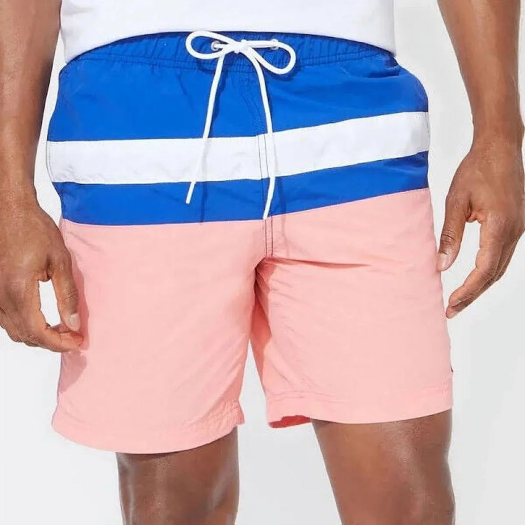 Nautica Men's Colorblocked 8" Sizewim Trunks T01131 in Pale Coral-XL