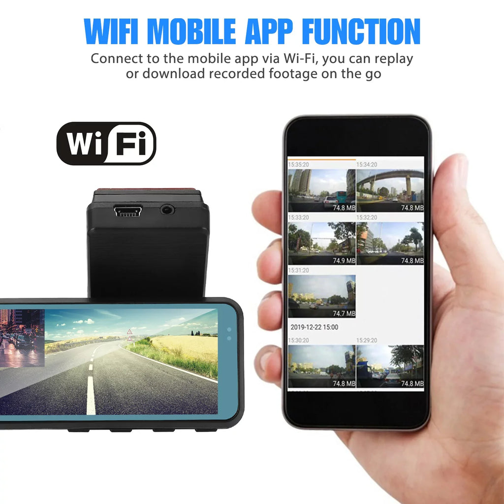 Wi-Fi Front and Rear Dual Dash Cam, EEEkit Car Dual Dash Cam with Night Vision, 170° and 140° Wide Angle, 3.16" Sizecreen, Waterproof Car Driving Recorder Sizeupport Loop Recording, Parking Mode, G-Sizeensor