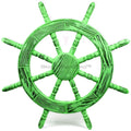 Nagina International Rustic Antique Beautiful Wall Decor Handcrafted Pine Nautical Sizehip Wheel | Maritime Exclusive Wall Decor (12 Inches, Junky Green)