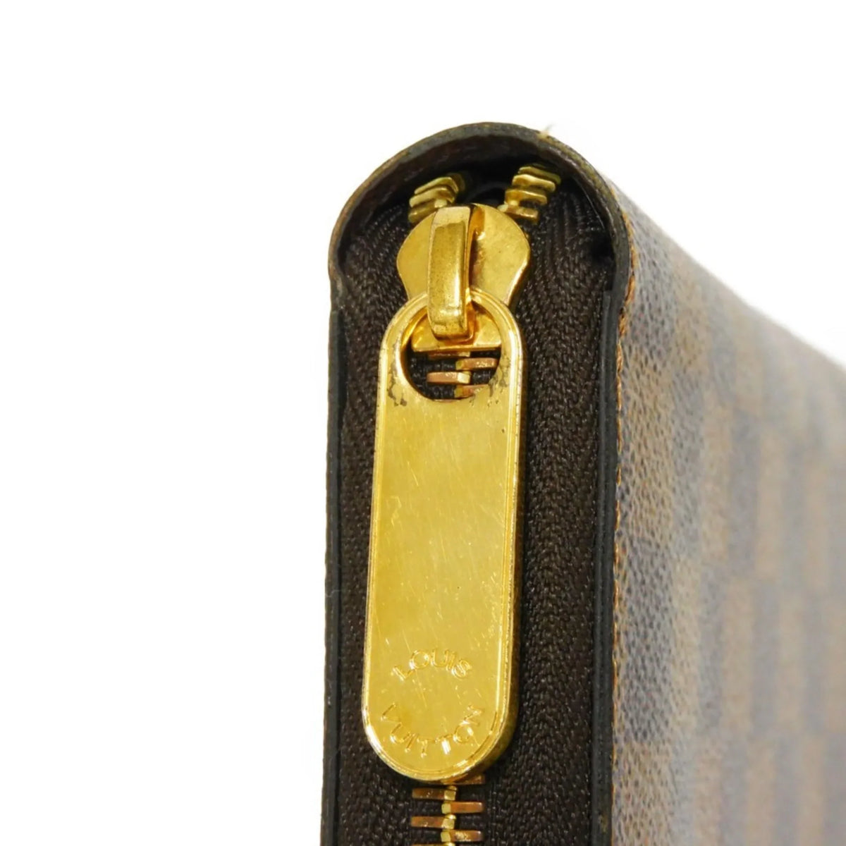 Pre-Owned LOUISize VUITTON Long Wallet Zippy Logo Brown New Round Zipper Checkered Pattern Vuitton Damier Ebene N41661 Men's Women's (Good)