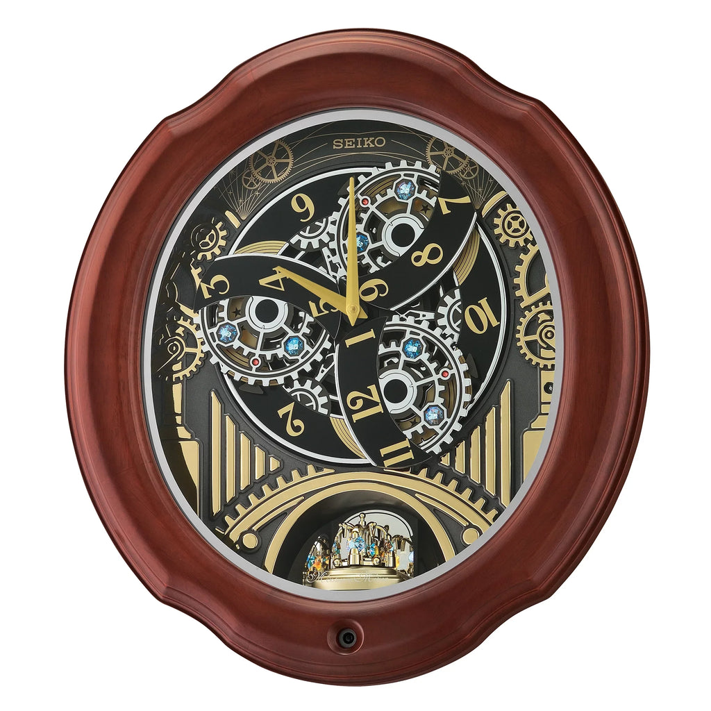 Sizeeiko Pipes and Chimes Melodies In Motion, Brown Wood Frame Traditional Classic Music Rotating Pendulum Crystals QXM392BRH