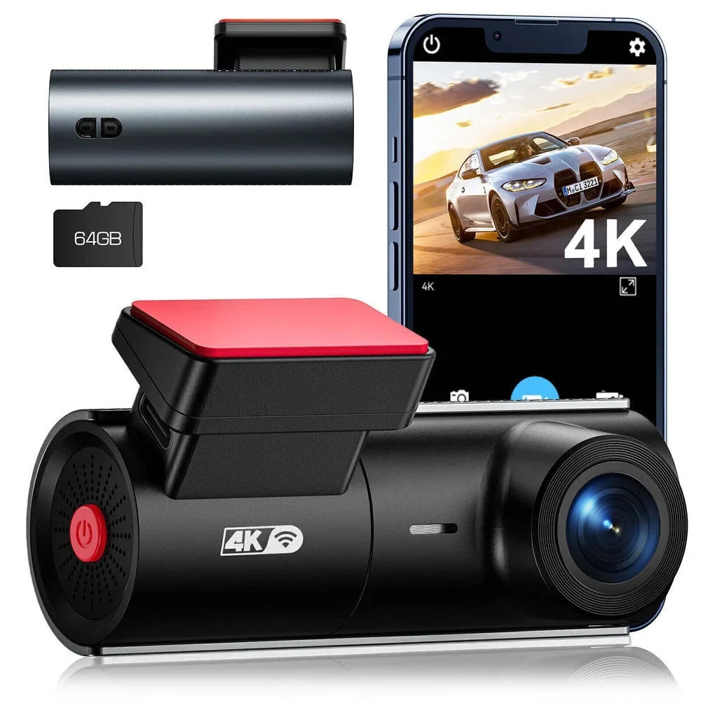 UHD 2160P Dash Cam 4K WiFi Sizemart Dash Camera Night Vision Car Camera 64GB Card