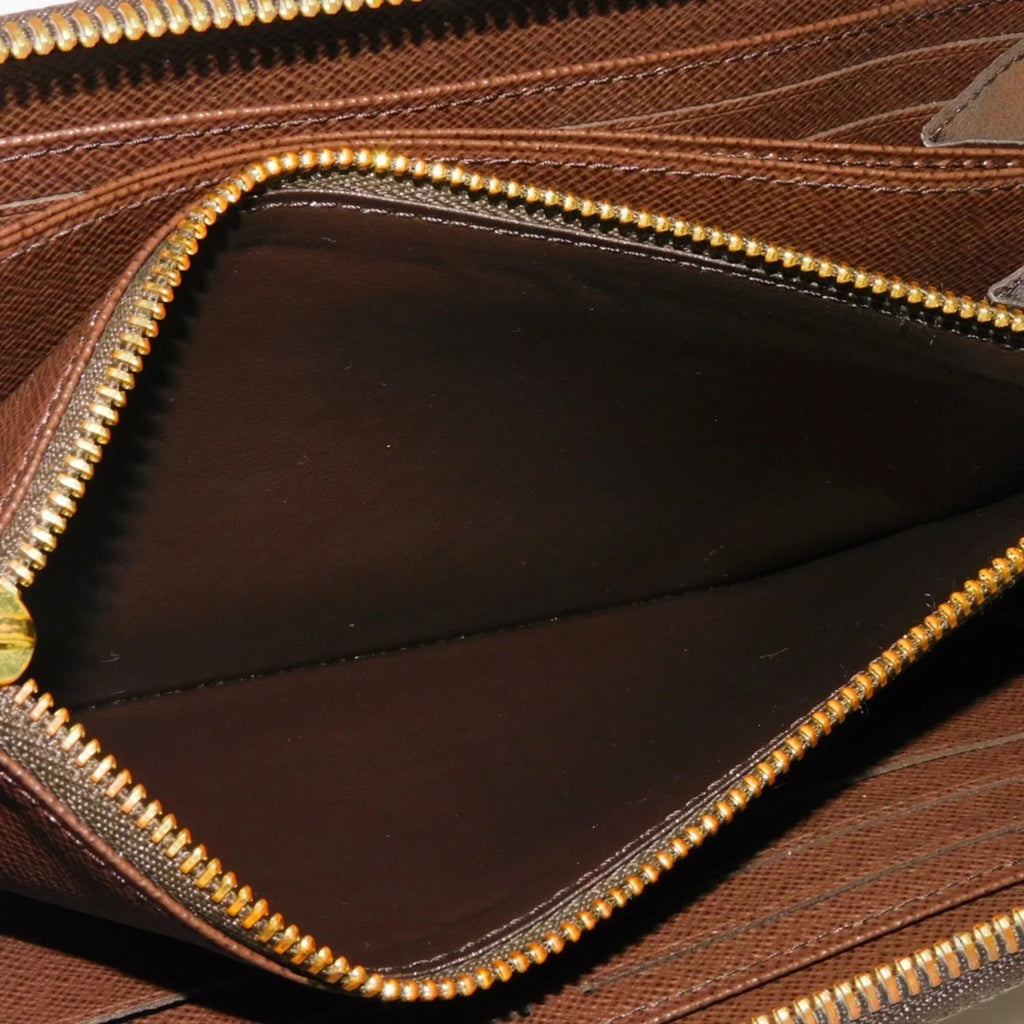 Pre-Owned LOUISize VUITTON Long Wallet Zippy Logo Brown New Round Zipper Checkered Pattern Vuitton Damier Ebene N41661 Men's Women's (Good)