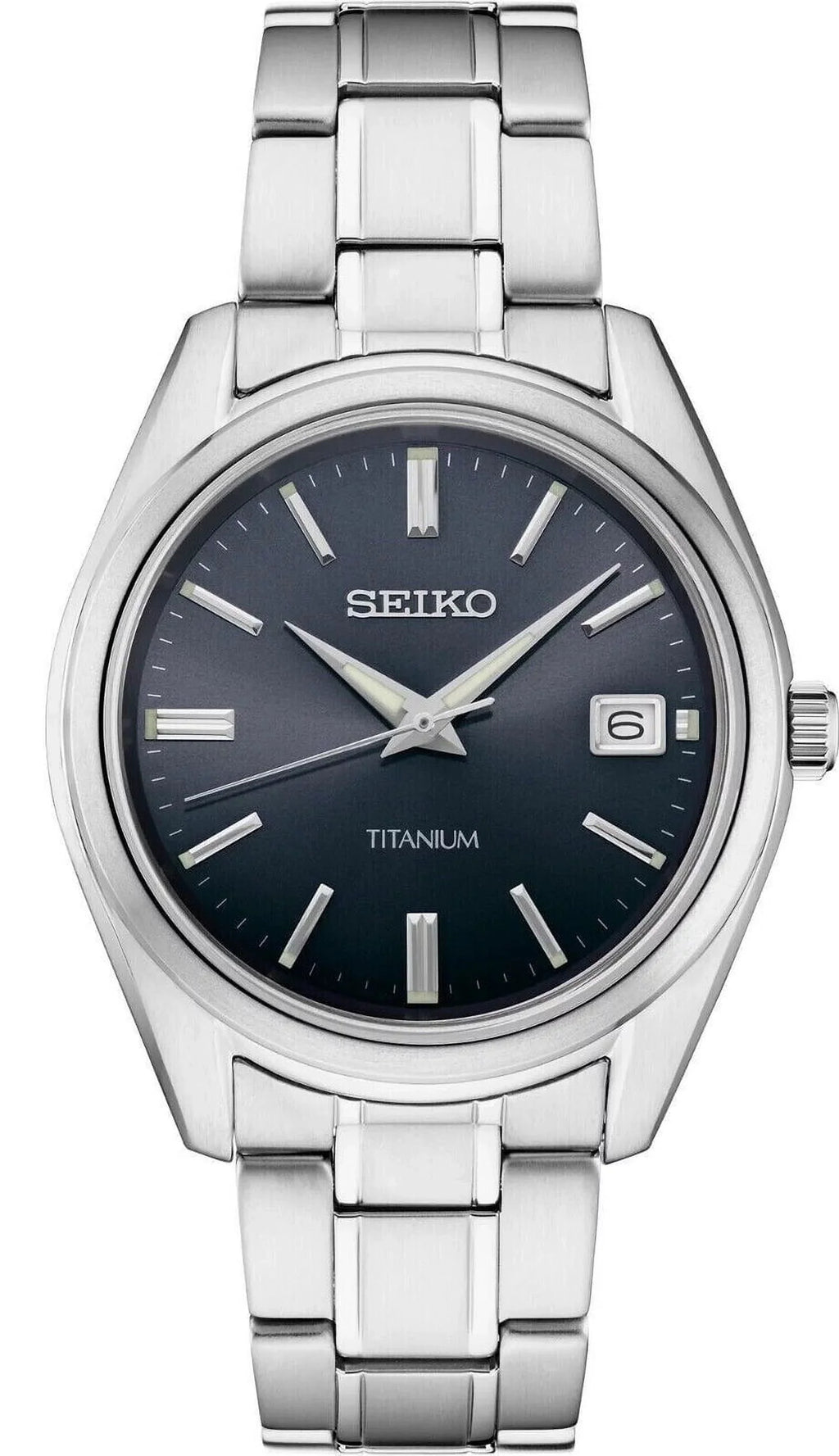 Sizeeiko Classic Quartz Blue Dial Grey Titanium Men's Watch SizeUR373