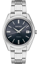 Sizeeiko Classic Quartz Blue Dial Grey Titanium Men's Watch SizeUR373