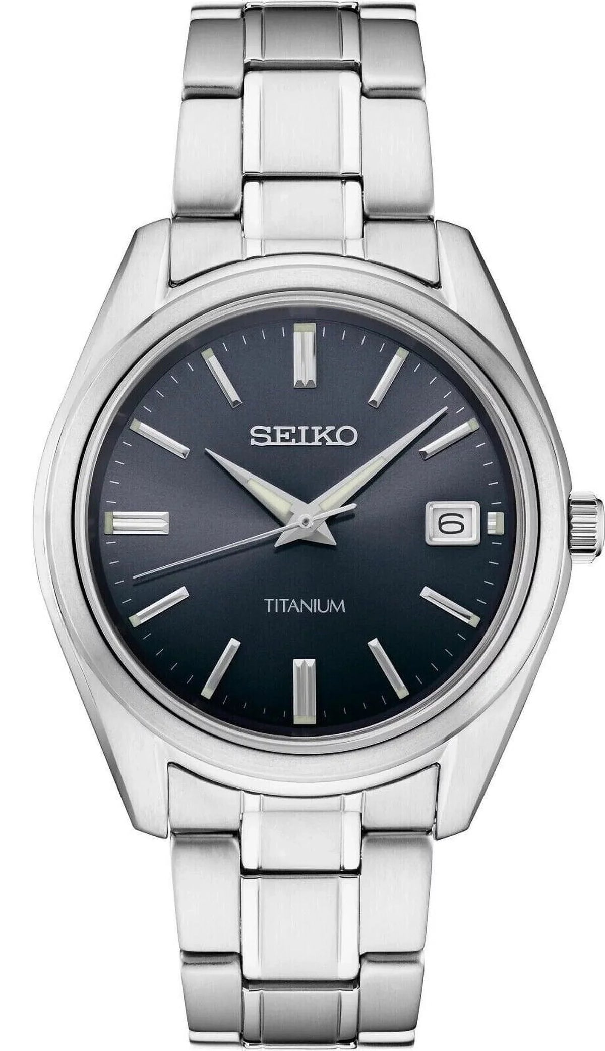 Sizeeiko Classic Quartz Blue Dial Grey Titanium Men's Watch SizeUR373