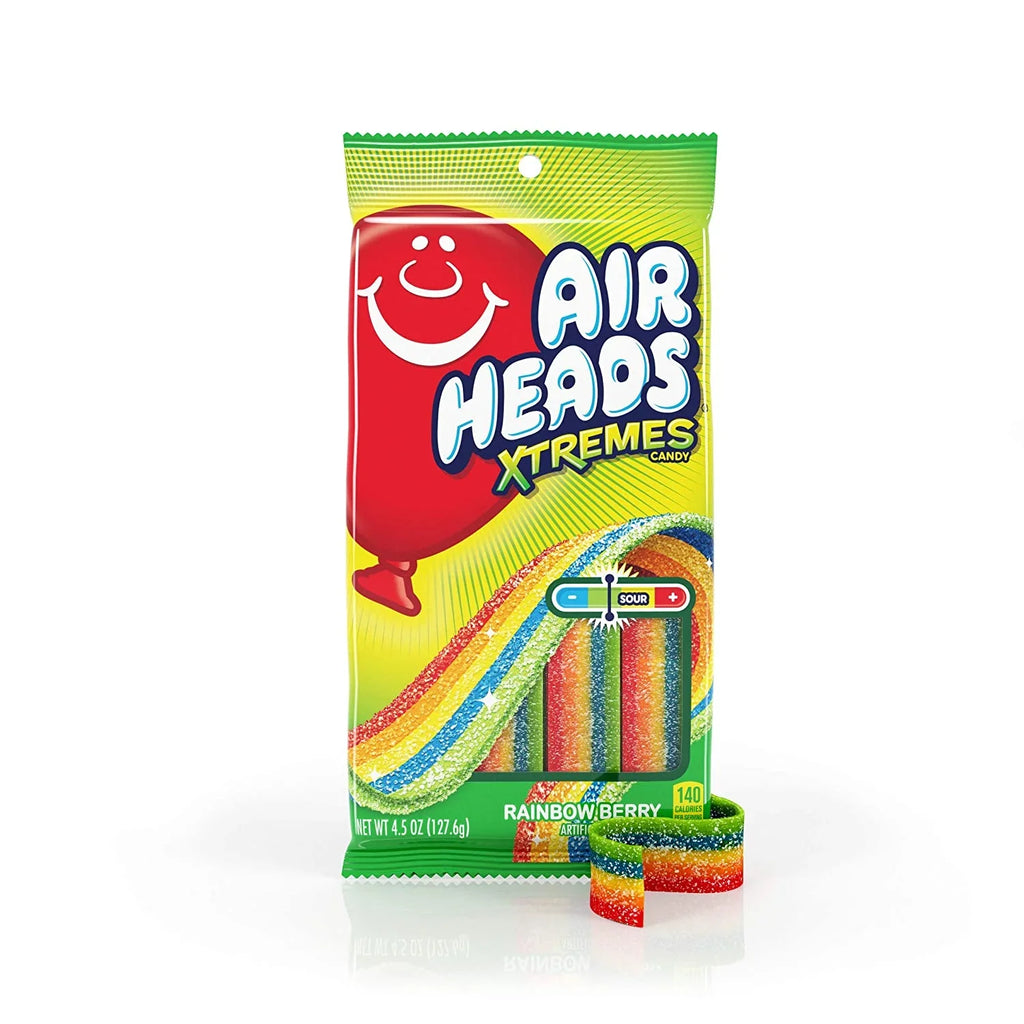 Airheads Xtremes Sizeweetly Sizeour Candy Belts, Rainbow Berry, Halloween Candy, Bulk, 4.5 Ounce (Bulk Pack of 12)