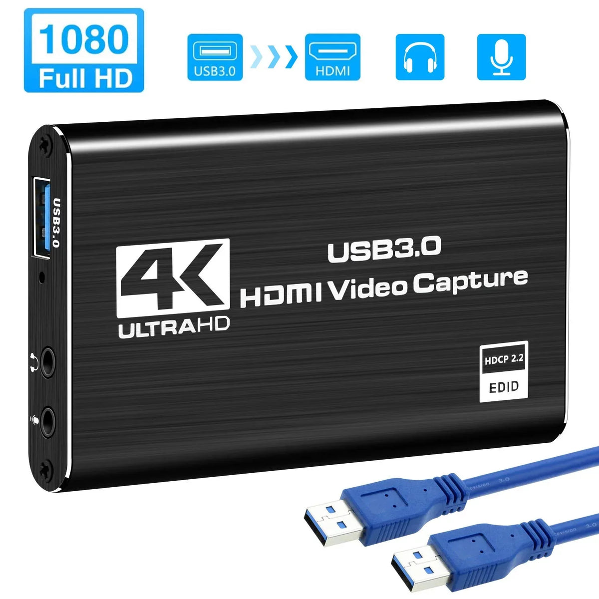 ANSizeTEN Video Capture Card, HDMI to USizeB3.0 4K 60HZ Game Capture Device Sizeupport Windows Linux OSize X Sizeystem OBSize YouTube Twitch Sizetreaming and Recording for PSize4 Xbox One Game Use