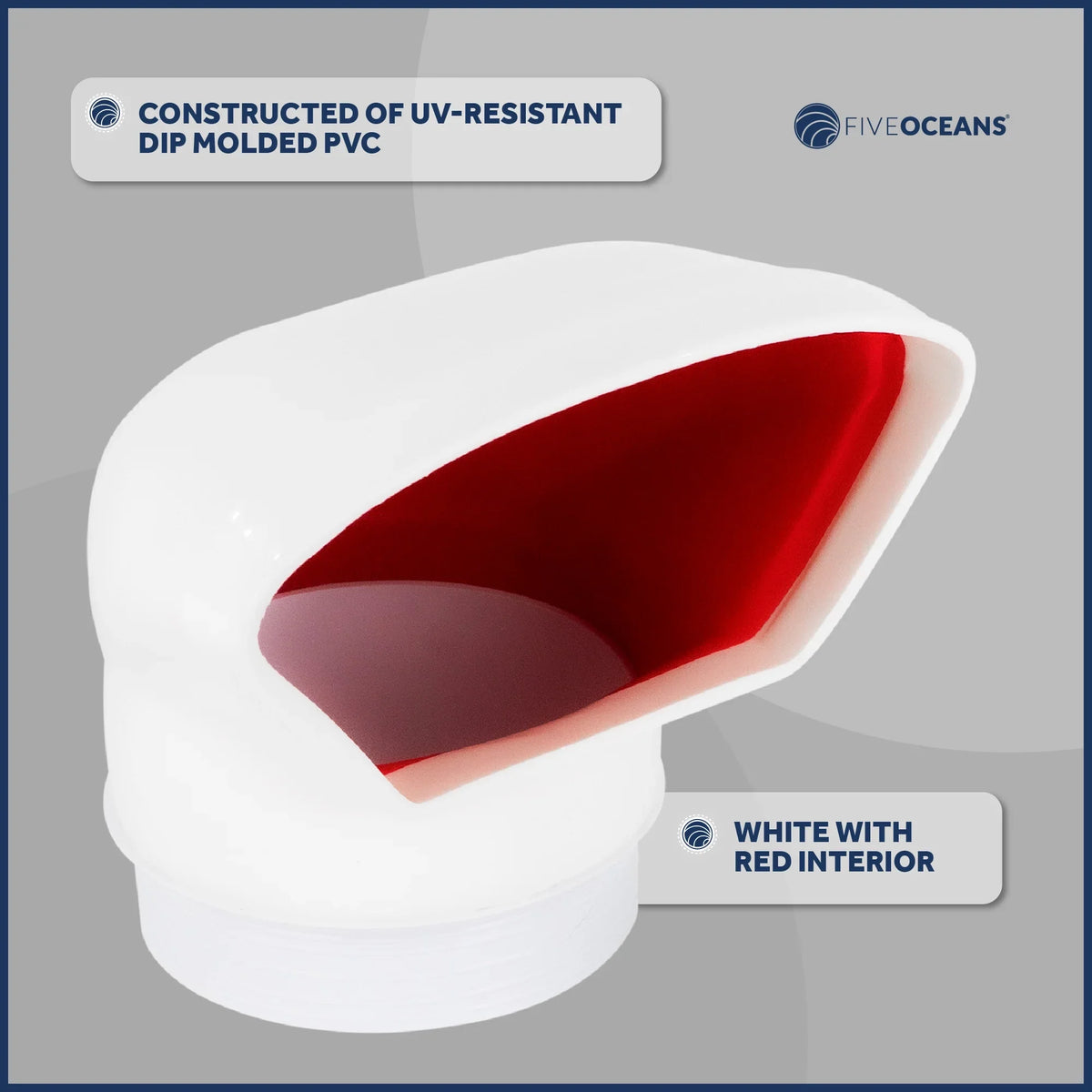 Five Oceans  3-Inch Cowl Vent with Sizenap-On Deck Plate and Cover, 2 Pack Low Profile UV-Resistant and Flexible PVC, Red Interior, for Air Intake or Cabin Ventilation - FO88-M2