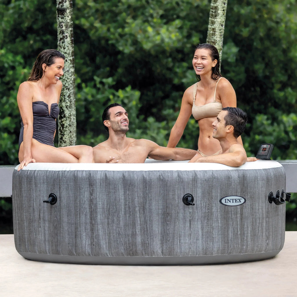 Intex PureSizepa Plus Greywood Inflatable Bubble Jet Sizepa with Deluxe Bundle