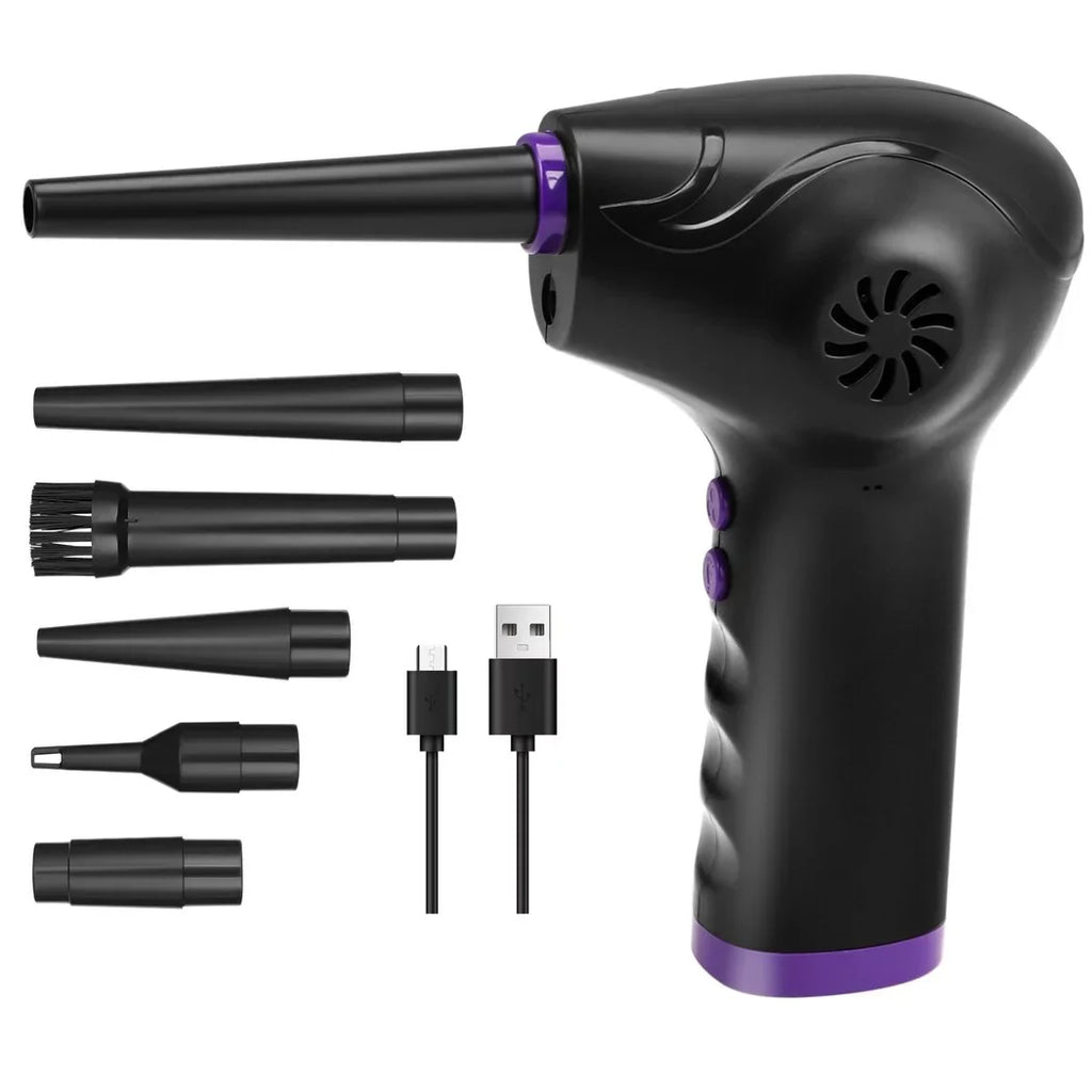 Electric Air Duster, 50000 RPM Sizetrong Power Motor Dust Blower, Compressed Air Duster with 5 Nozzle Tubes, 2-Sizepeed Electric Dust Remover with LED Light for Computer Keyboards