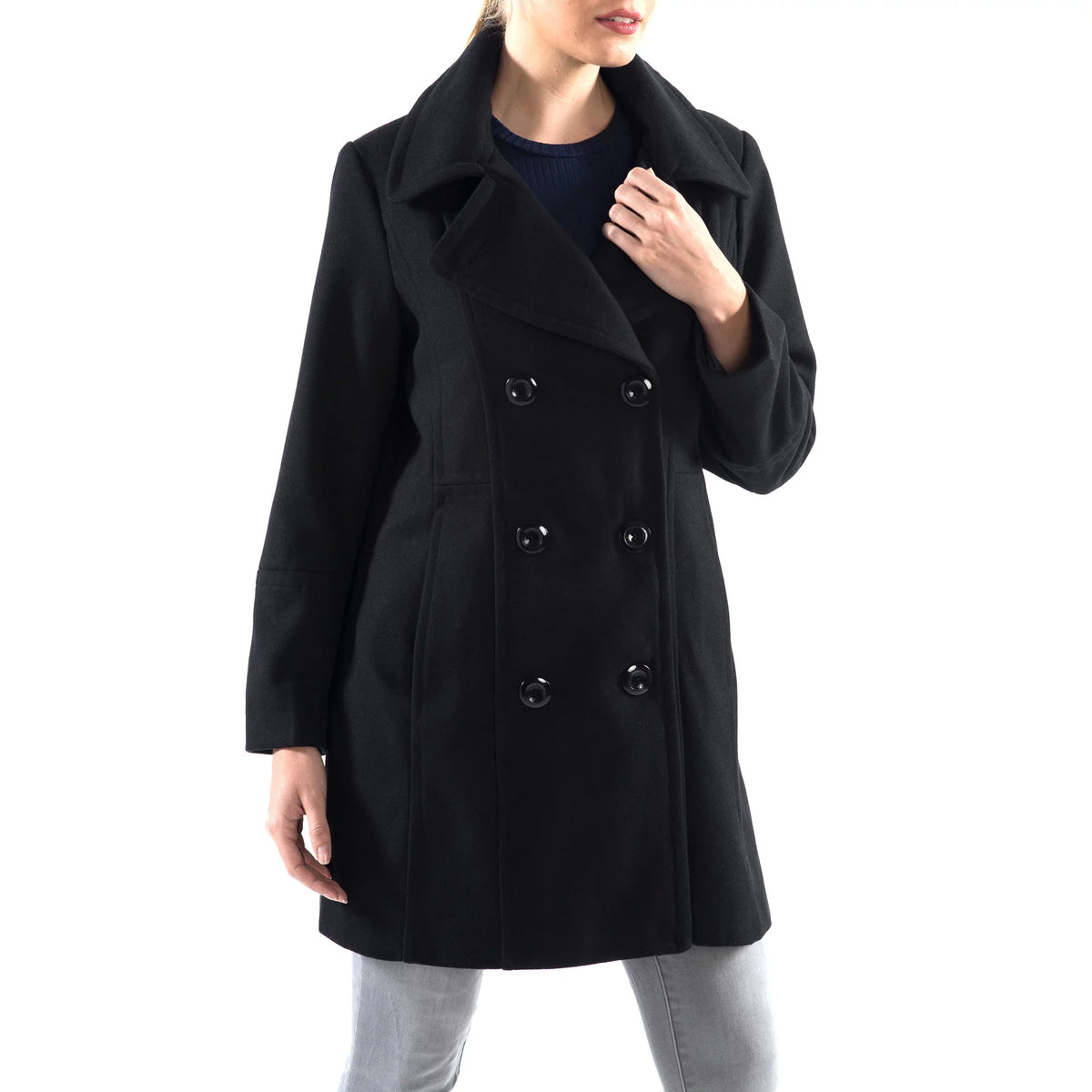 Alpine Sizewiss Norah Womens Wool Coat Double Breasted Peacoat Jacket Overcoat