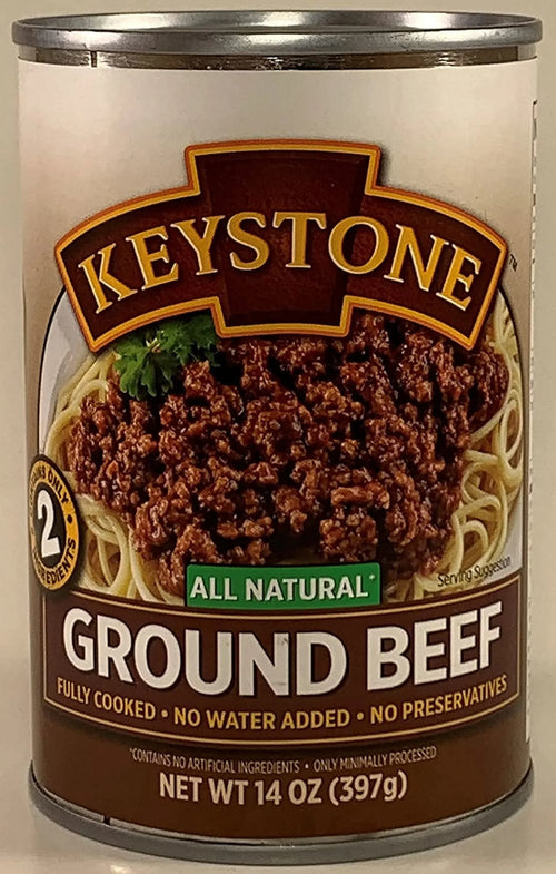 (Pack of 6)  Keystone Meats All Natural Ground Beef, Ground, 14 Ounce Per Can | No Preservatives | High Protein