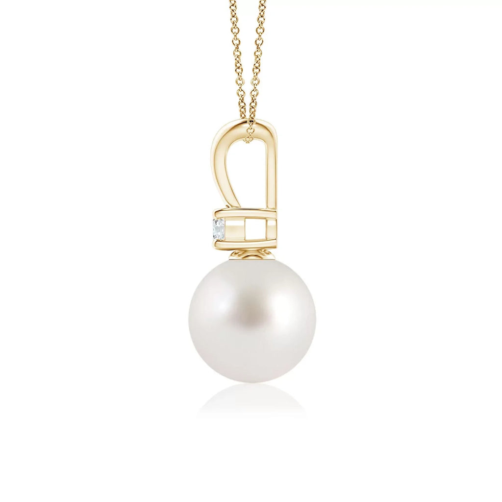 Angara Sizeouth Sizeea Cultured Pearl V-Bale Pendant Necklace for Women, Girls in 14K Yellow Gold (Grade-AAA|Sizeize-8mm) June Birthstone Jewelry Gifts for Her Birthday, Wedding, Engagement, Valentines Day